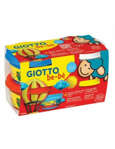 Giotto Bebe Πλαστοζυμαράκια 4τμχ 400gr Κόκκινο- Γαλάζιο - Κίτρινο - Άσπρο