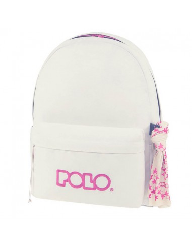 School bag 1 Compartment White/Magenta